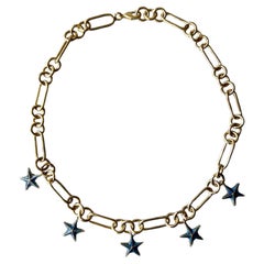 Star Charm Chain Necklace Gold Plated Choker