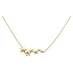 Star Cluster Necklace w 6 Stars in 14K Yellow Gold w Adjustable Chain