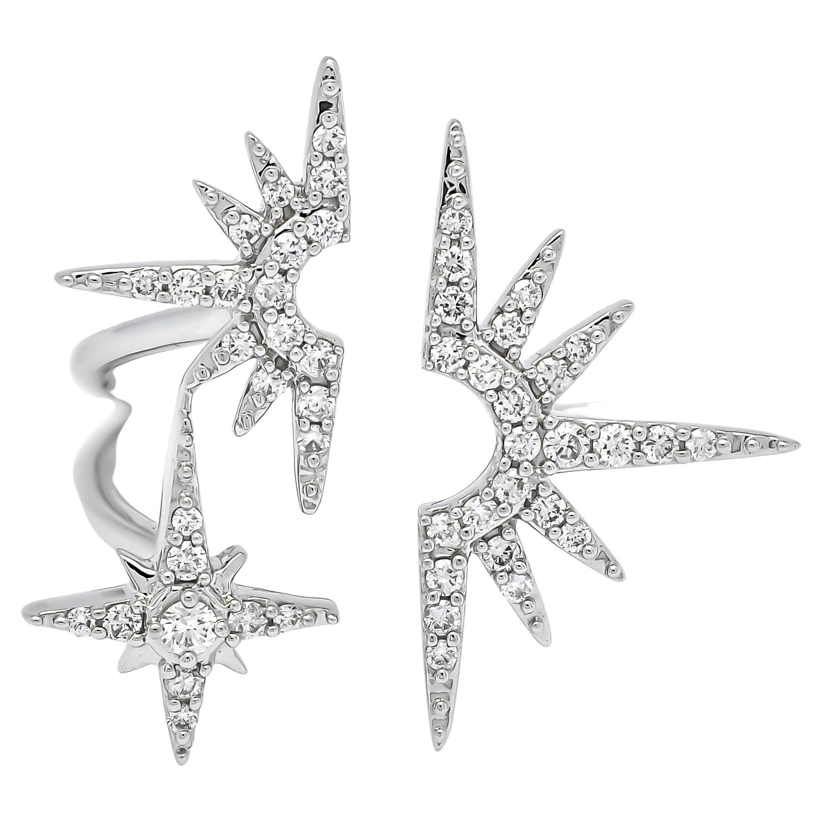 For Sale:  18KT White Gold Diamonds Star Burst Statement Ring R085743, Dainty Luxury Ring