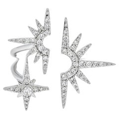 18KT White Gold Diamonds Star Burst Statement Ring R085743, Dainty Luxury Ring