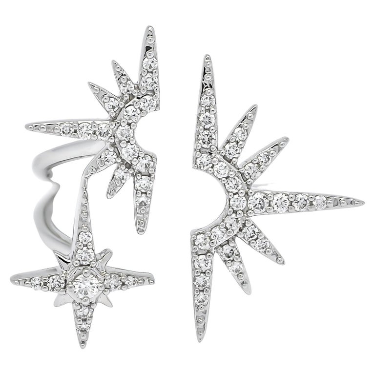 Customizable 18KT White Gold Diamonds Star Burst Statement Ring R085743