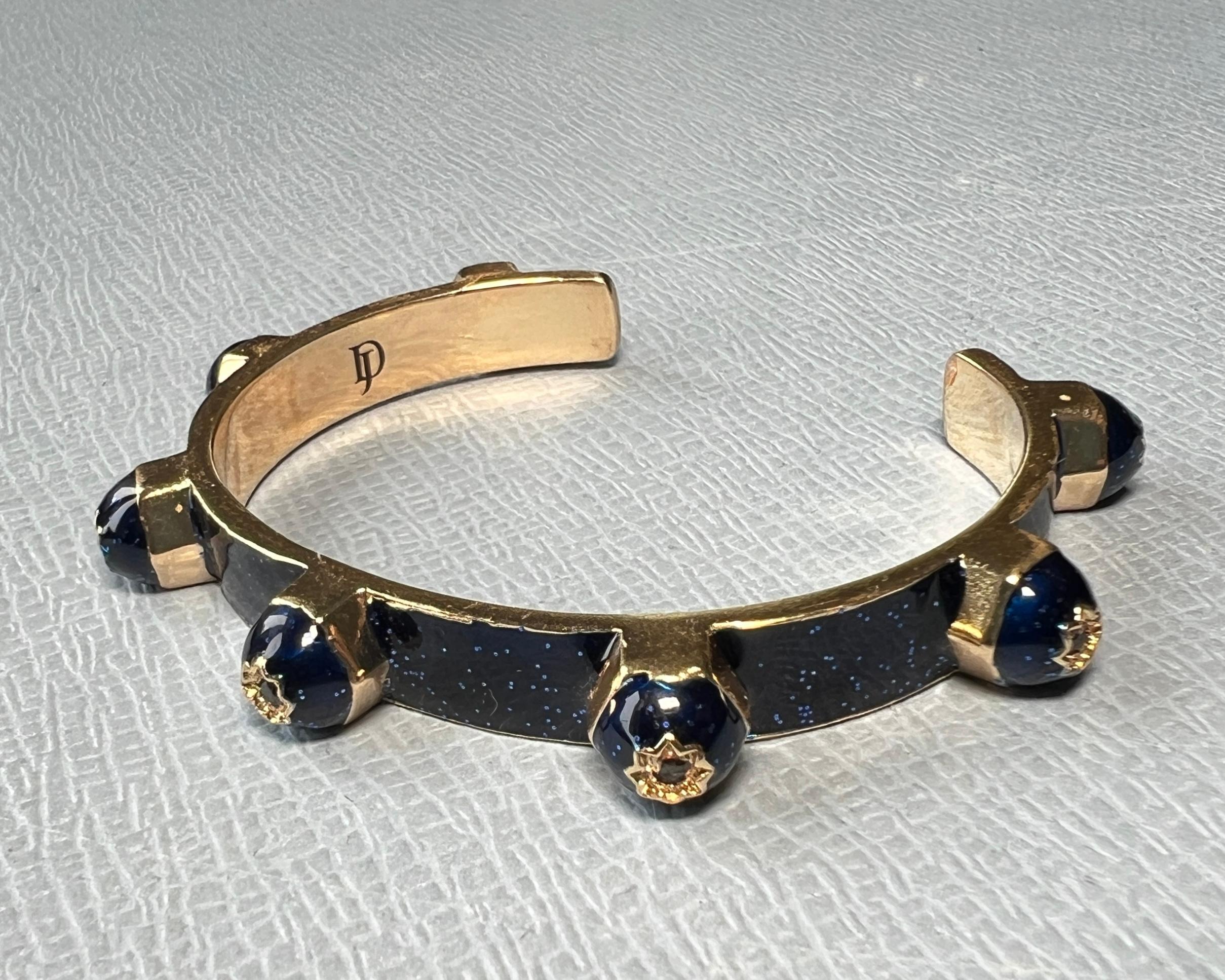 Star Cuff Bracelet Black Diamond Enamel For Sale 6