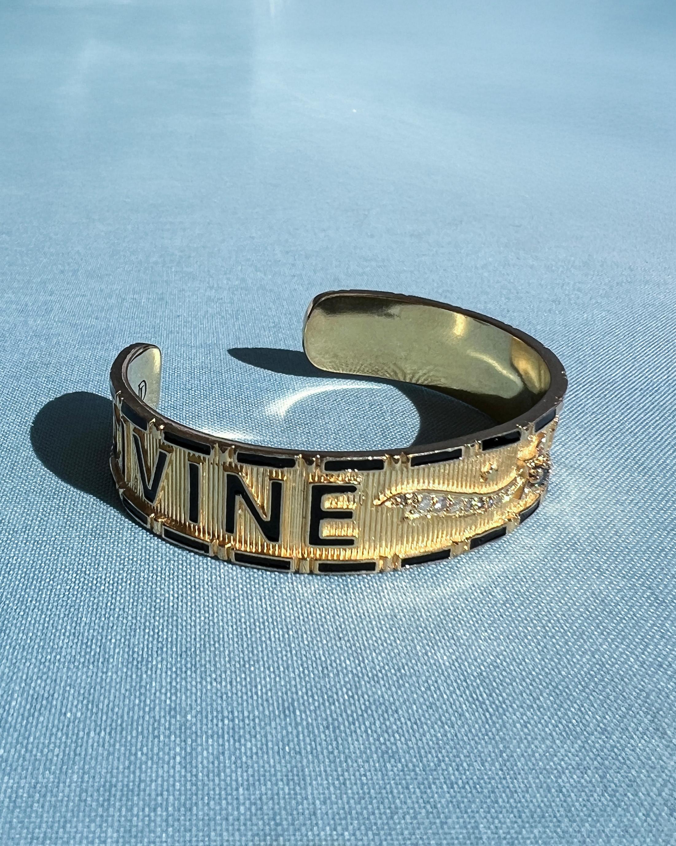 Star Manschettenarmband Blauer Saphir Diamant Göttliches Kind Damen im Angebot