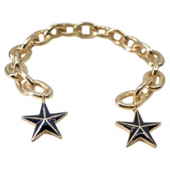 Stern Manschettenarmband Himmels-Emaille 14k Vergoldet J DAUPHIN