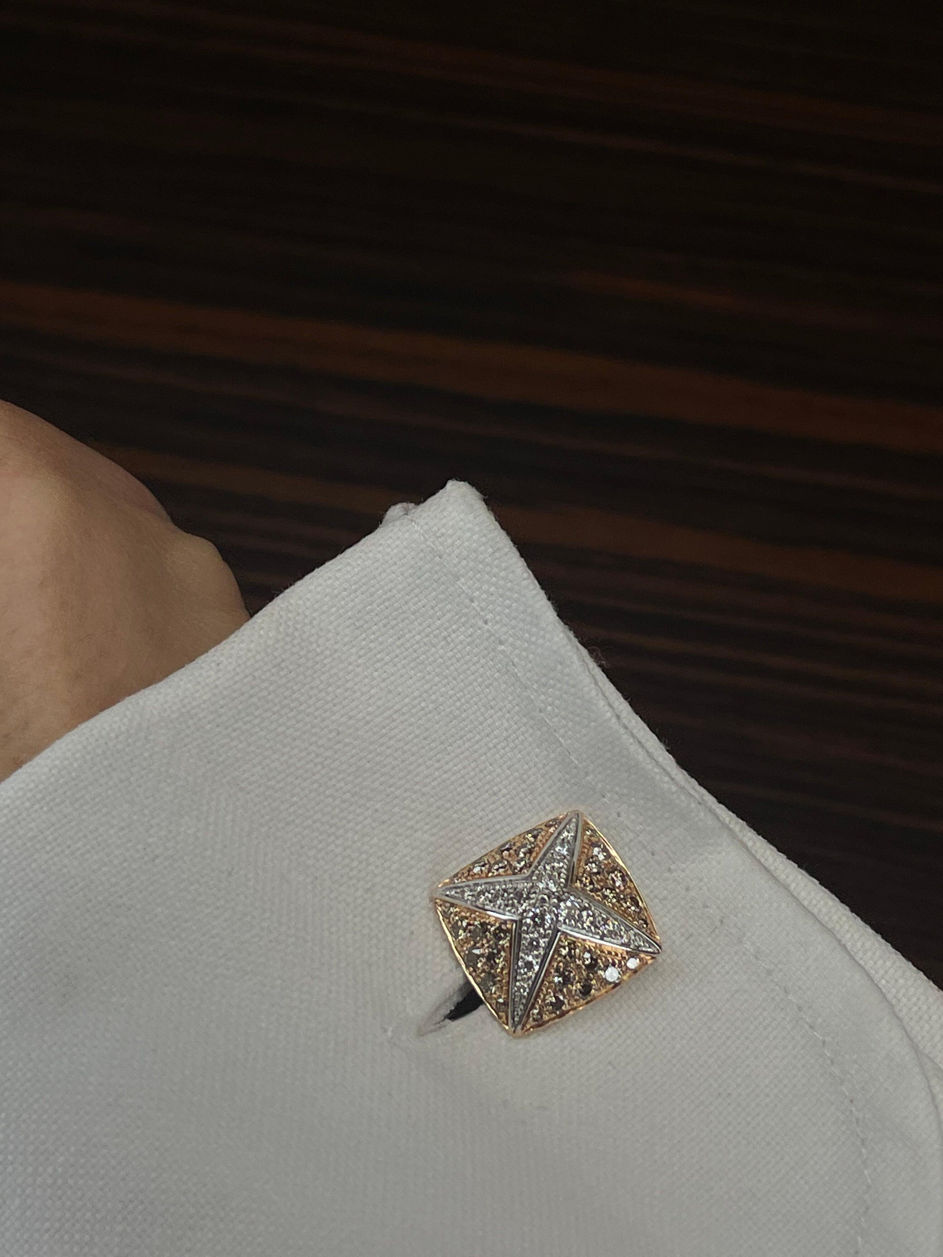 Star Cufflinks Yellow Gold In New Condition For Sale In Monte-Carlo, MC