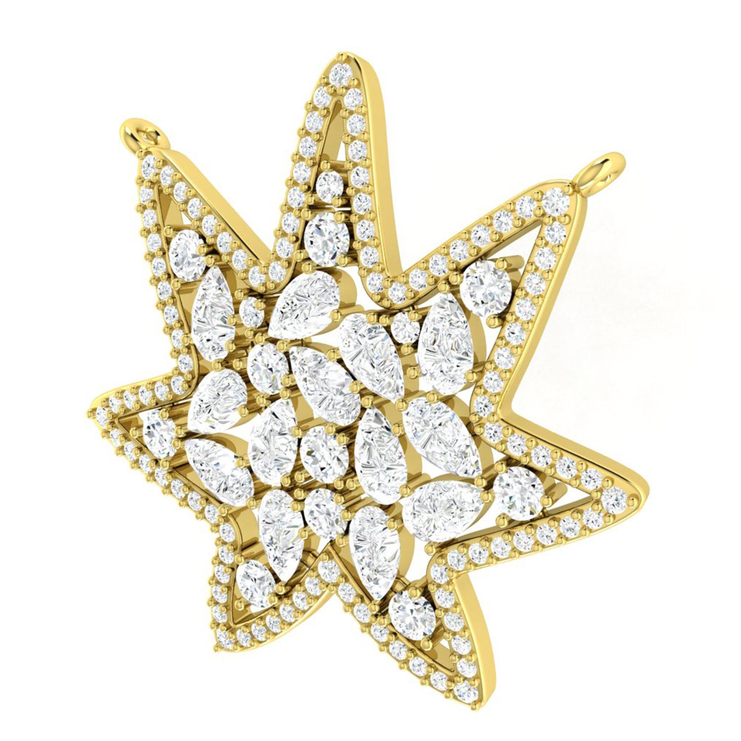 Collier à pendentifs en or jaune 18 carats et diamants Design/One en vente 4
