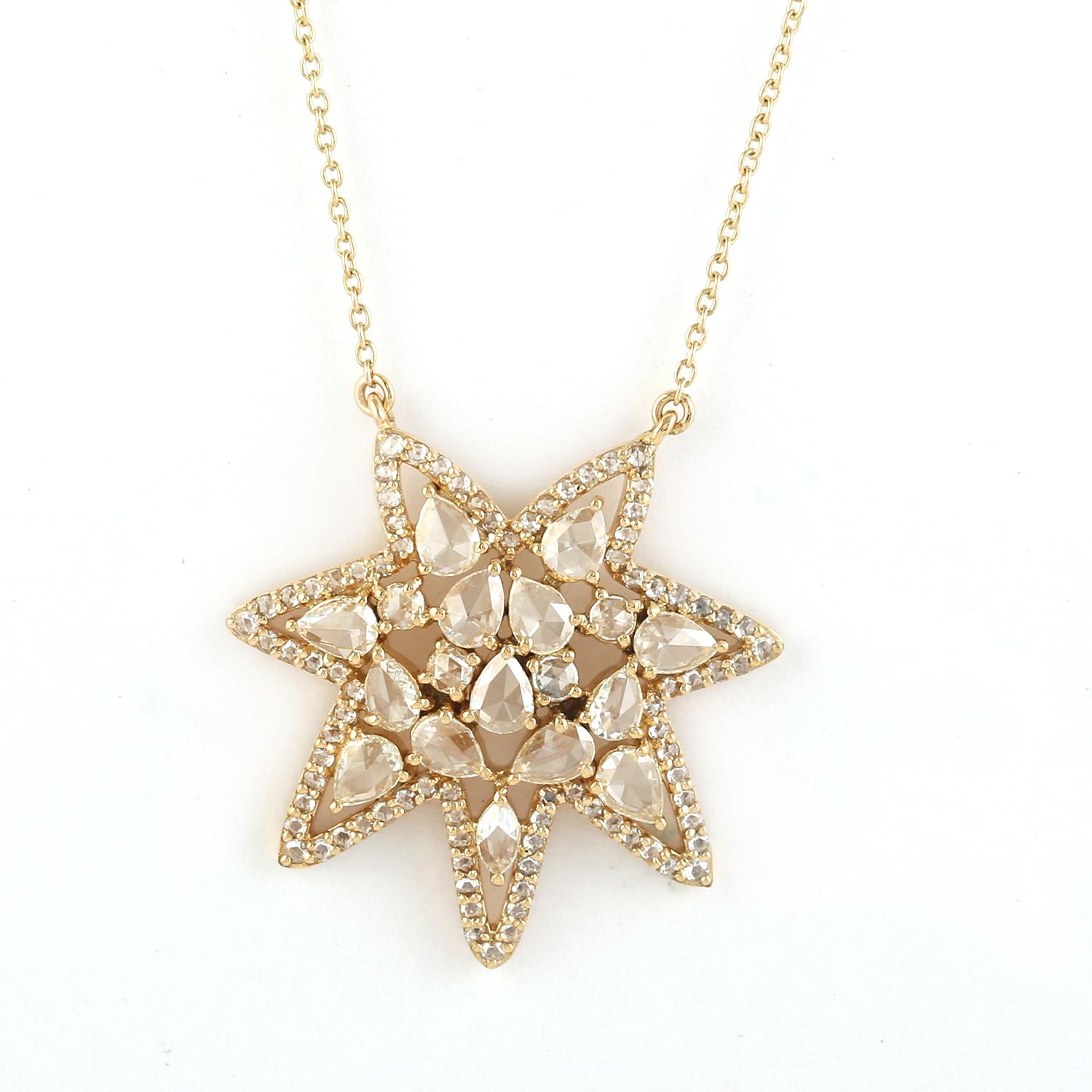 Taille mixte Collier à pendentifs en or jaune 18 carats et diamants Design/One en vente
