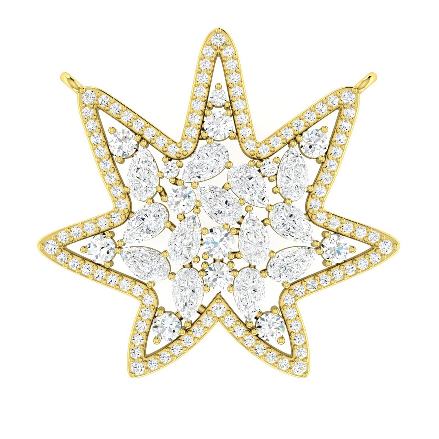 Collier à pendentifs en or jaune 18 carats et diamants Design/One en vente 2