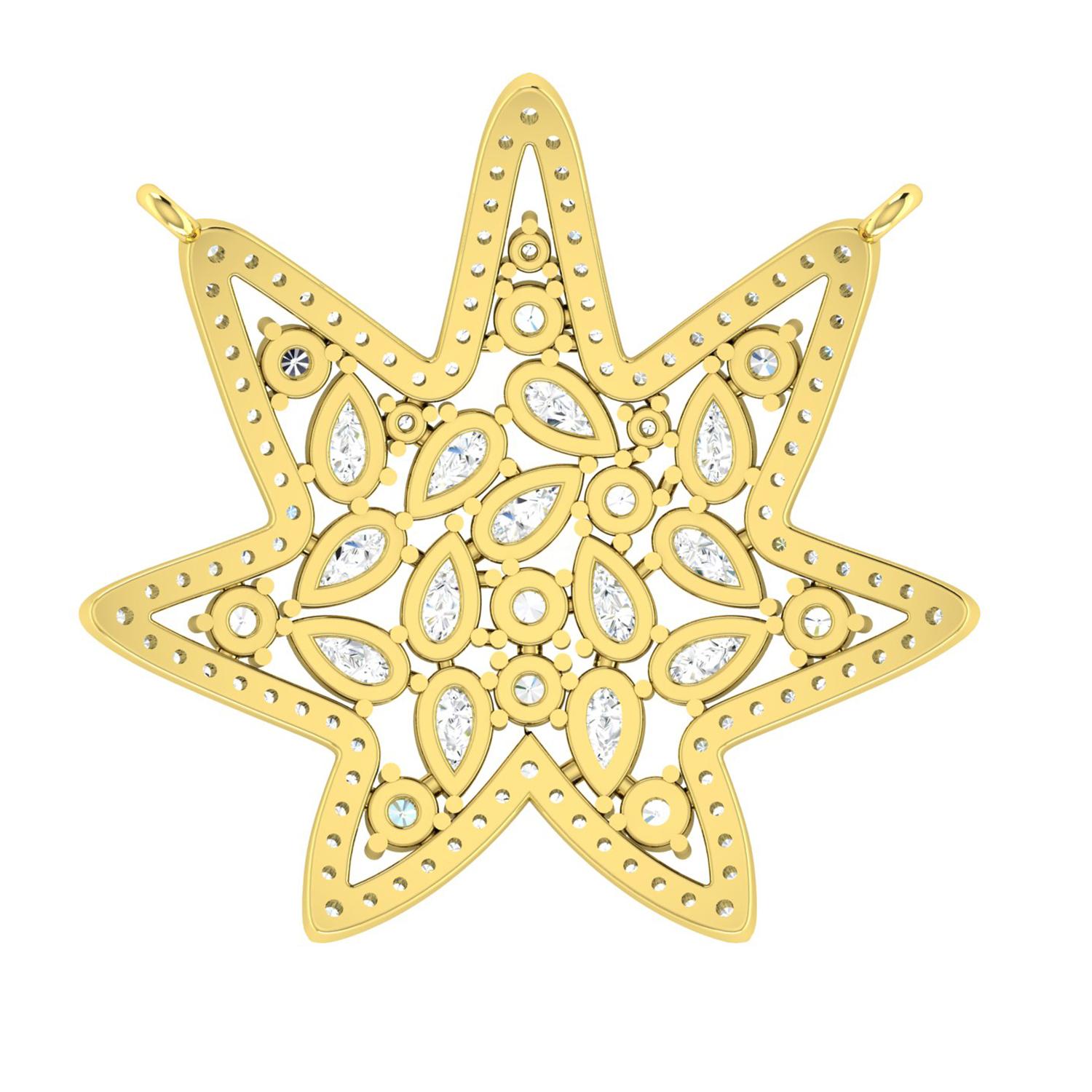 Collier à pendentifs en or jaune 18 carats et diamants Design/One en vente 3