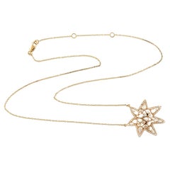 Halskette mit Diamant-Anhänger im Sterndesign aus 18 Karat Gelbgold