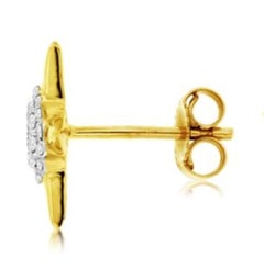 Star Design Diamond Stud Earrings in 14 Karat Gold, Diamonds Total .30 Carat