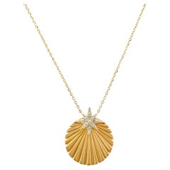 Collier pendentif en or jaune 14K (ou 18k sur demande) avec diamant étoilé