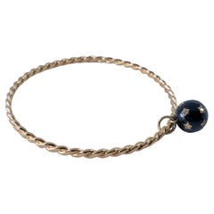 Braided Bangle Bracelet - Black Enamel Cosmic Diamond Orb Charm - J Dauphin