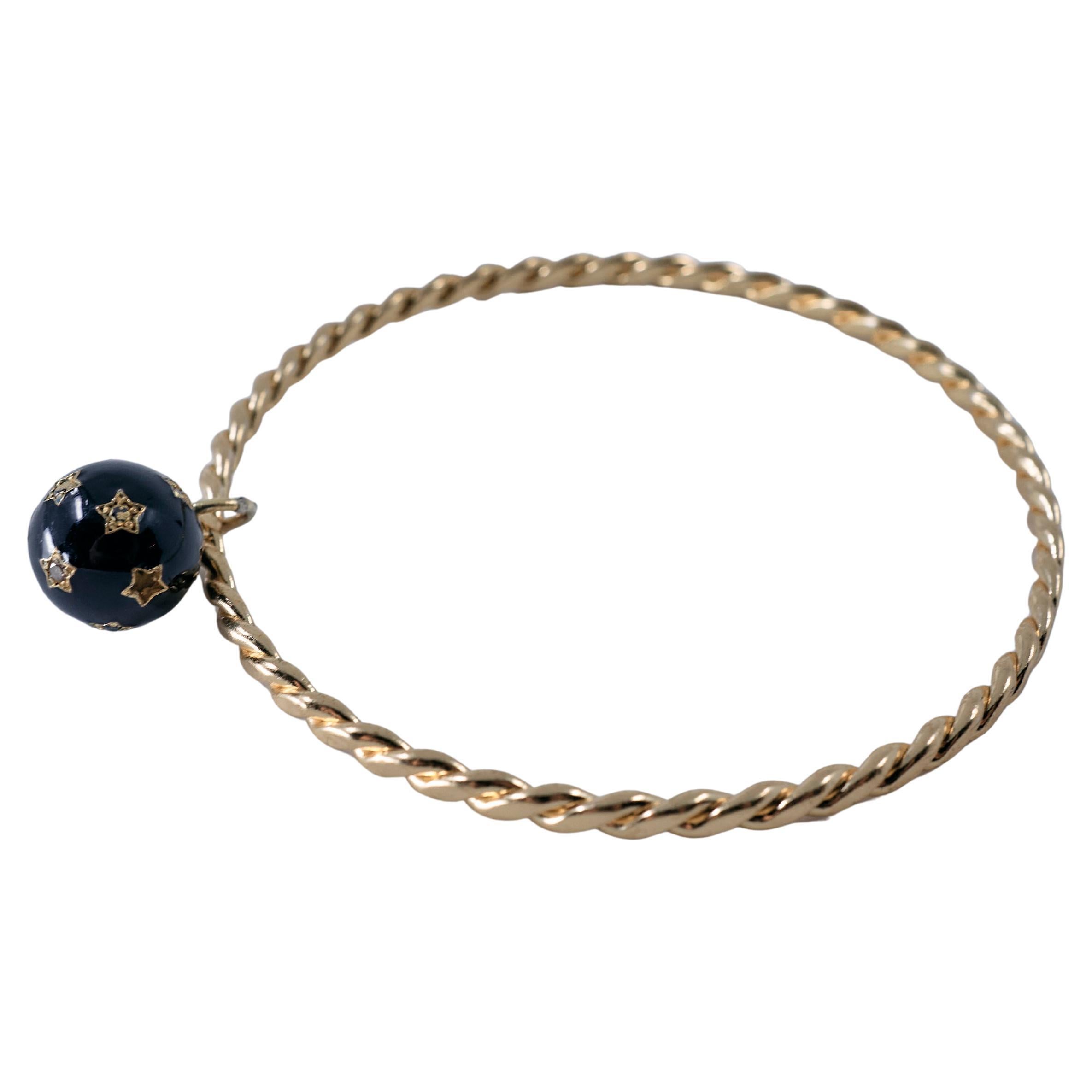 Stella Diamante Bracciale Bangle Diamante Smalto Nero