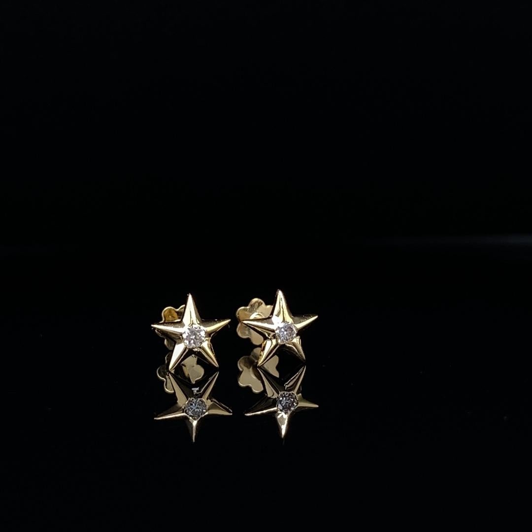 Star Diamond Earrings for Girls (Kids/Toddlers) in 18K Solid Gold In New Condition For Sale In New Delhi, DL