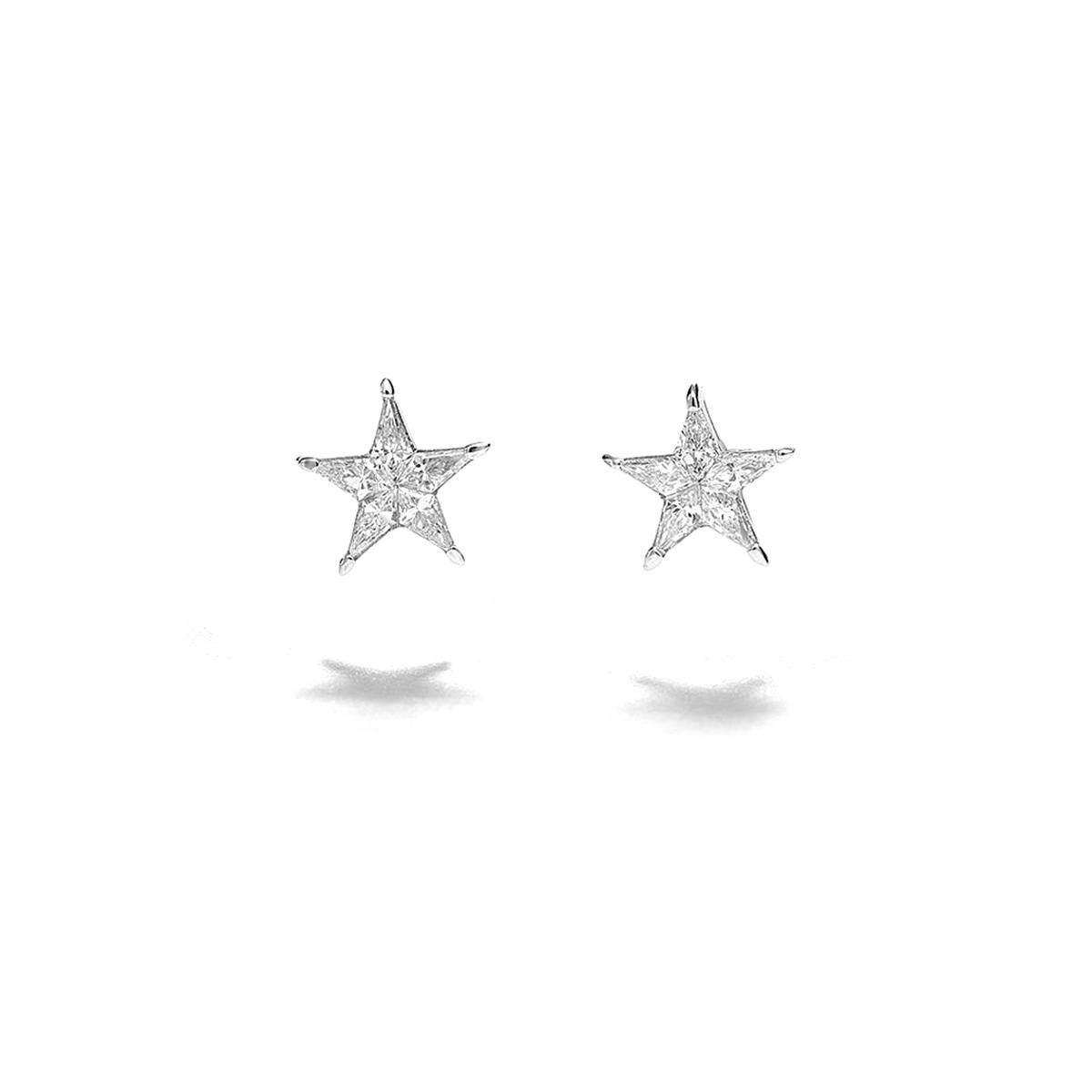 Stern-Ohrringe aus 18 Karat Weißgold mit 1,57 Karat Diamanten besetzt   
