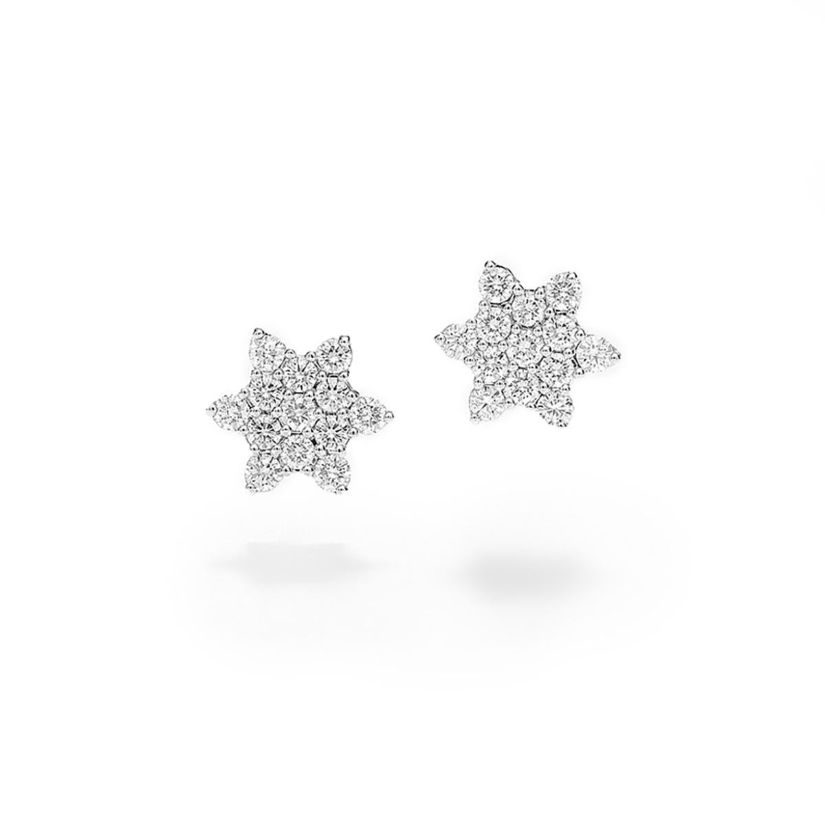 Sternförmige Ohrringe aus 18 Karat Weißgold, mit 1,22 Karat Diamanten besetzt  