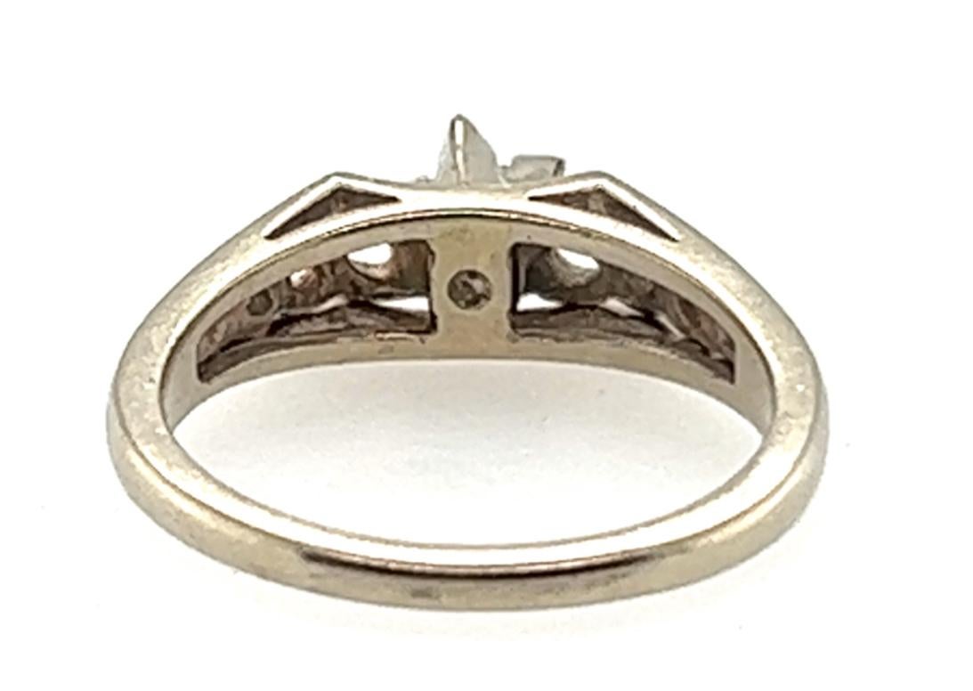 Women's Star Diamond Engagement Ring .33ct Laser Cut Star Handmade 14k White/Yellow Gold For Sale
