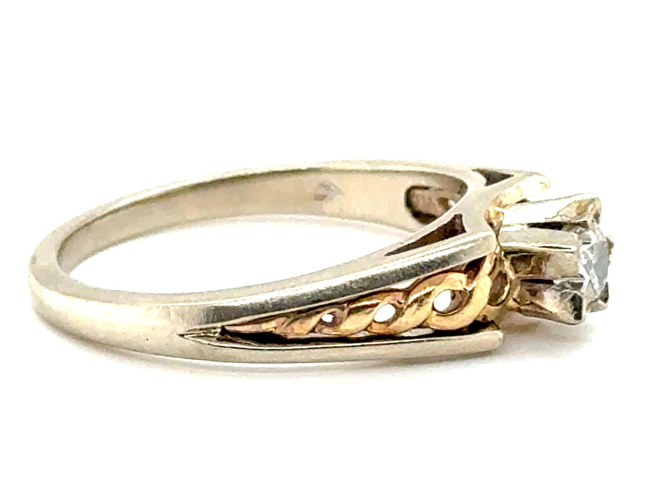 Brilliant Cut Star Diamond Engagement Ring .33ct Laser Cut Star Handmade 14k White/Yellow Gold For Sale