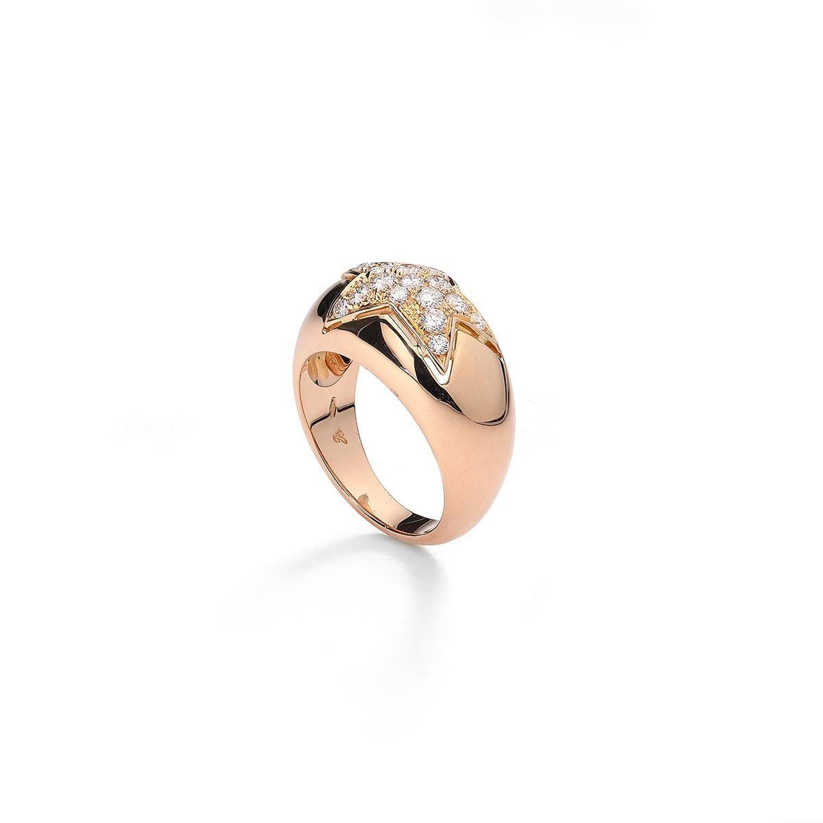 Star ring in 18kt pink gold set with 15 diamonds 0.48 cts  Size 52