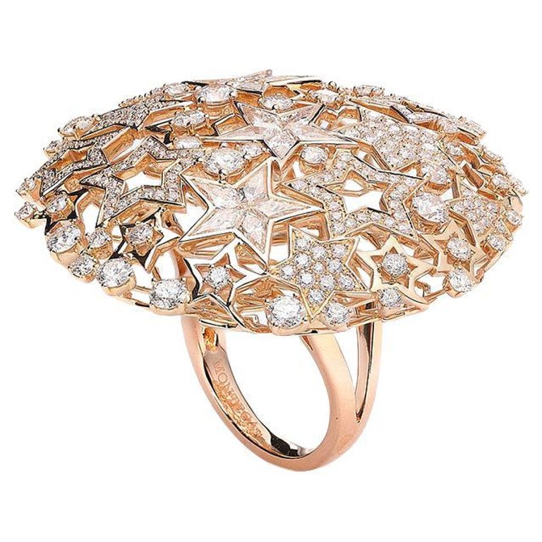 Chanel White Gold Diamond Star Dome Ring For Sale at 1stDibs