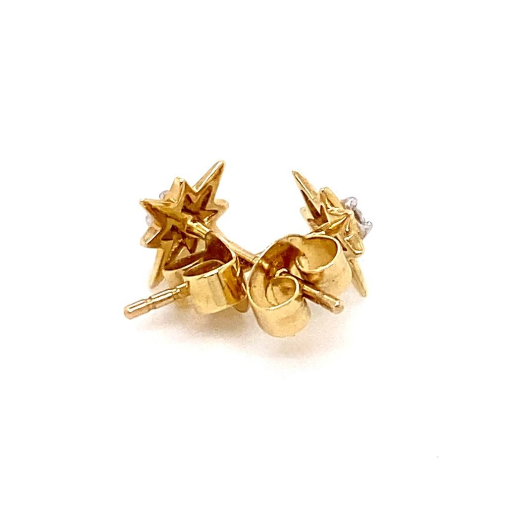 Women's Star Diamond Stud 0.08 Carats Starburst 14K Gold Earring Stack EG14081 For Sale