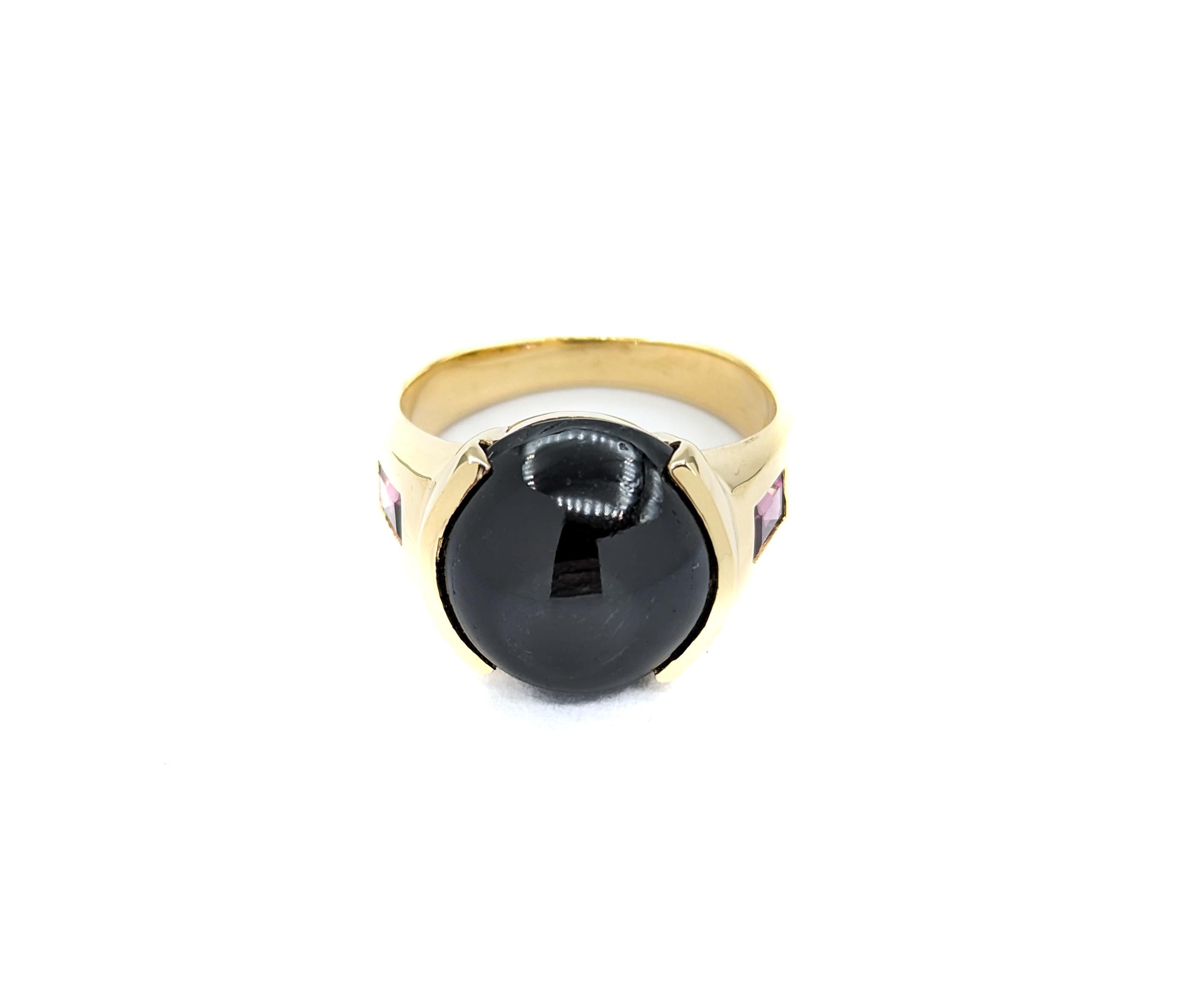 Star Diopside & Garnet Ring In Yellow Gold For Sale 4