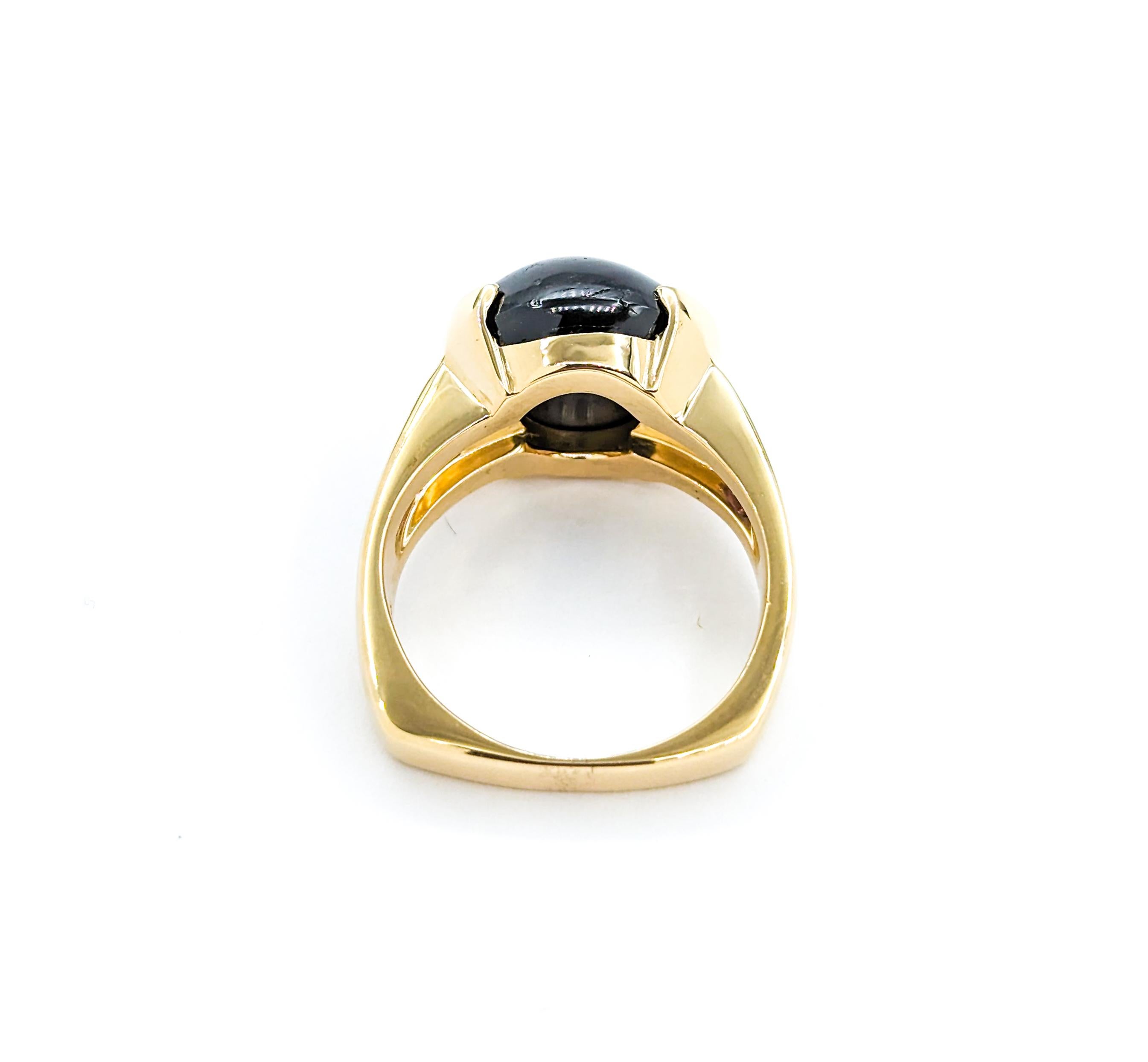 Star Diopside & Garnet Ring In Yellow Gold For Sale 1