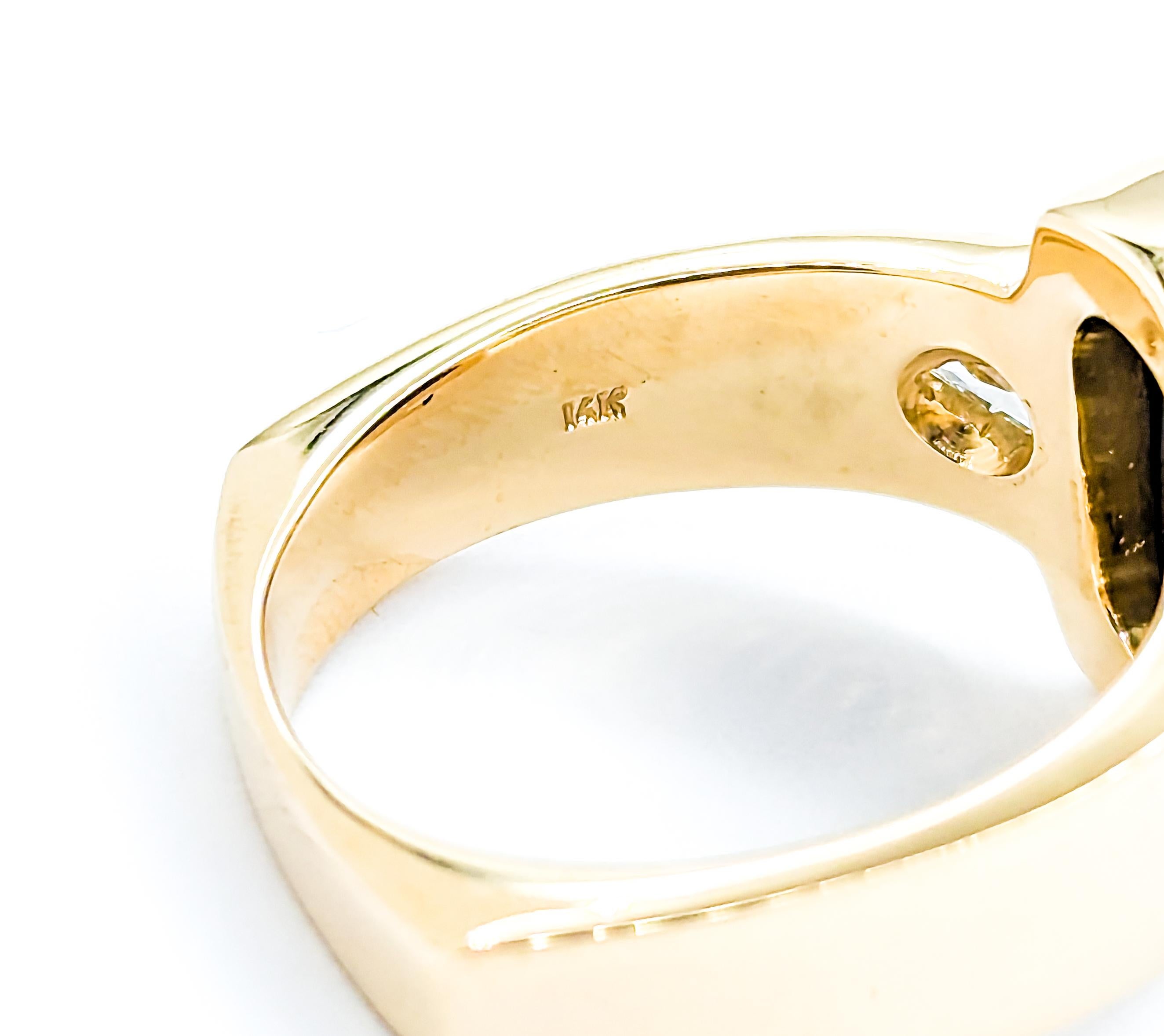 Star Diopside Ring With Diamonds In Yellow Gold In Excellent Condition For Sale In Bloomington, MN