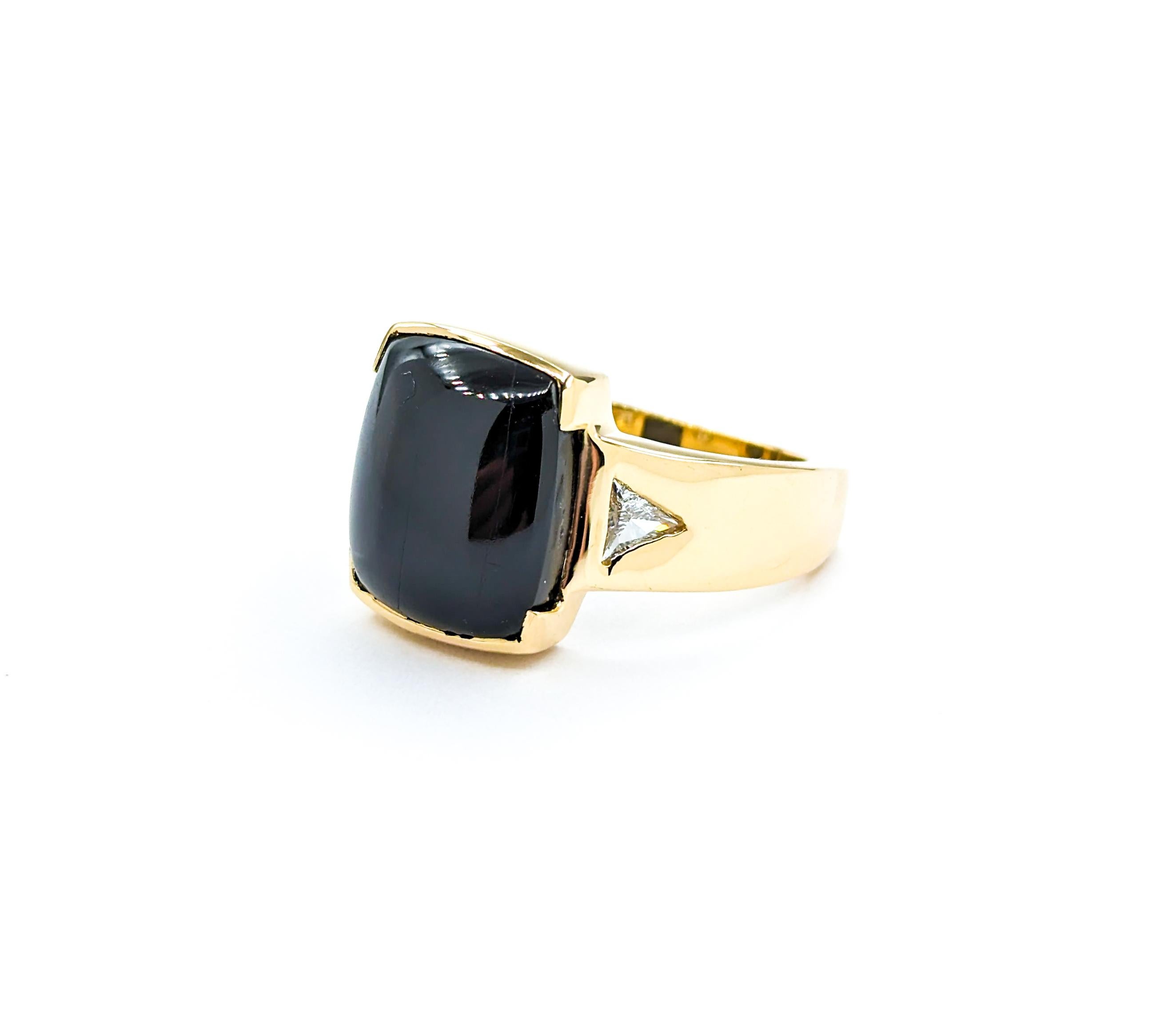 Star Diopside Ring With Diamonds In Yellow Gold For Sale 2