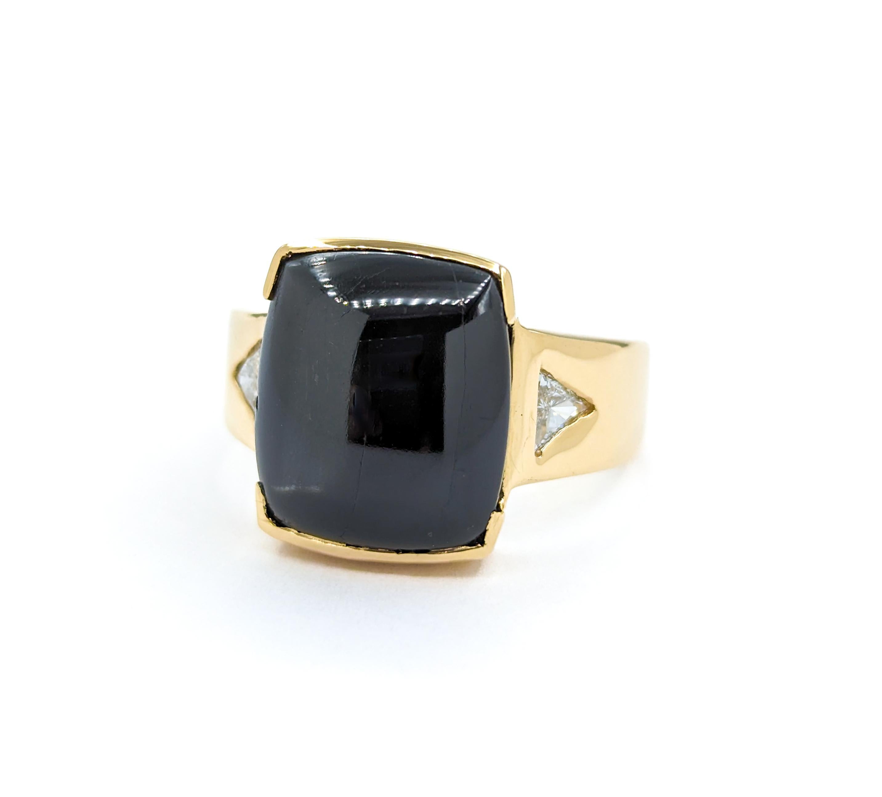 Star Diopside Ring With Diamonds In Yellow Gold For Sale 3