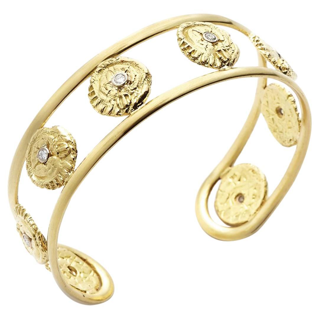 Susan Lister Locke "Sea Star" Cuff with Diamonds in 18 Karat Gold For Sale