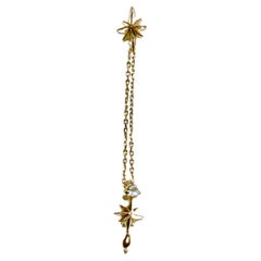 Star Drop Single Earring, Gold-Plated Sterling Silver with White Topaz