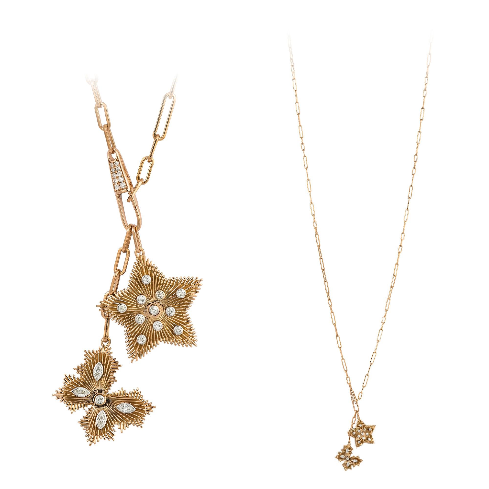 Star Drop White Pink Gold 18K Halskette Diamant für Sie (Moderne) im Angebot