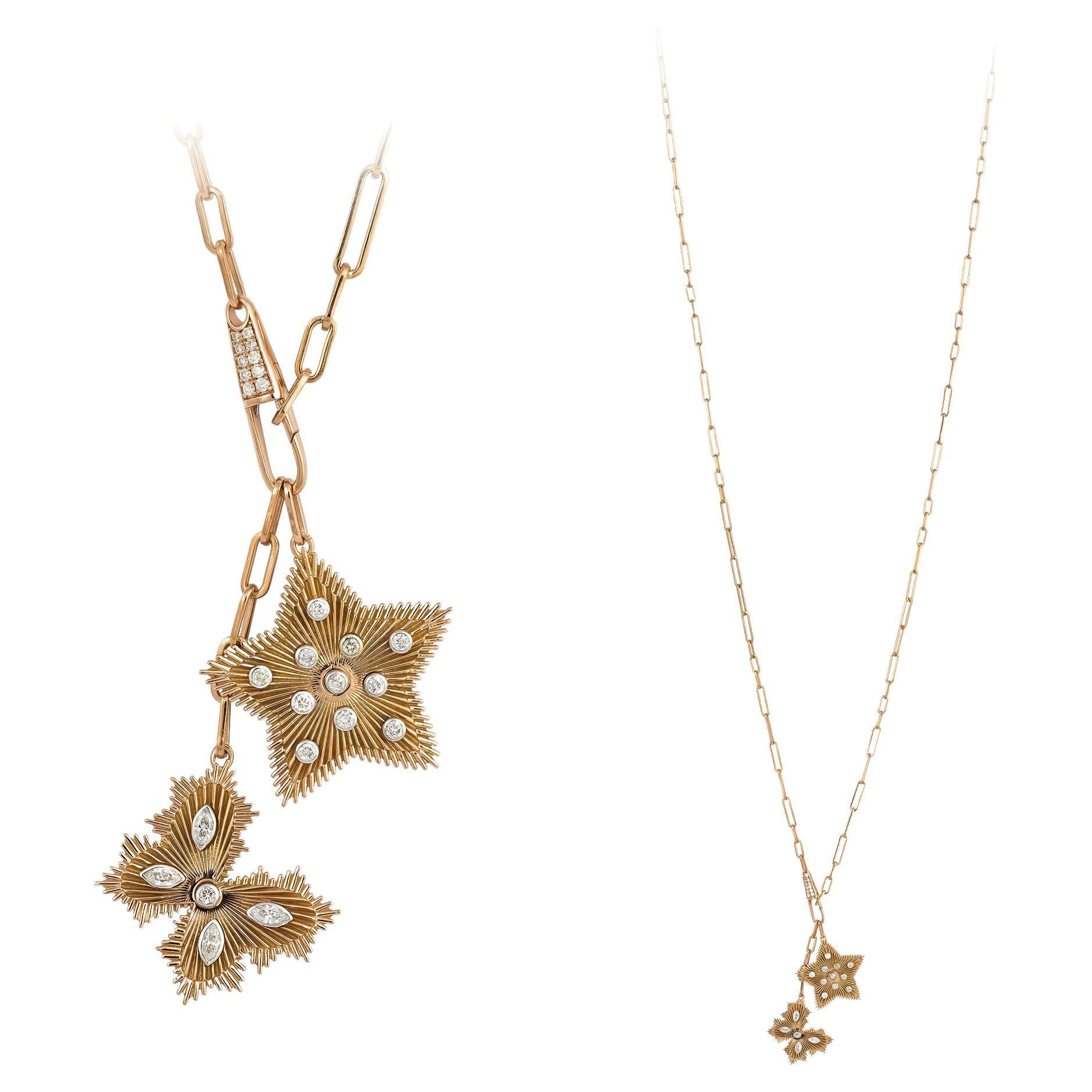Star Drop White Pink Gold 18K Halskette Diamant für Sie im Angebot
