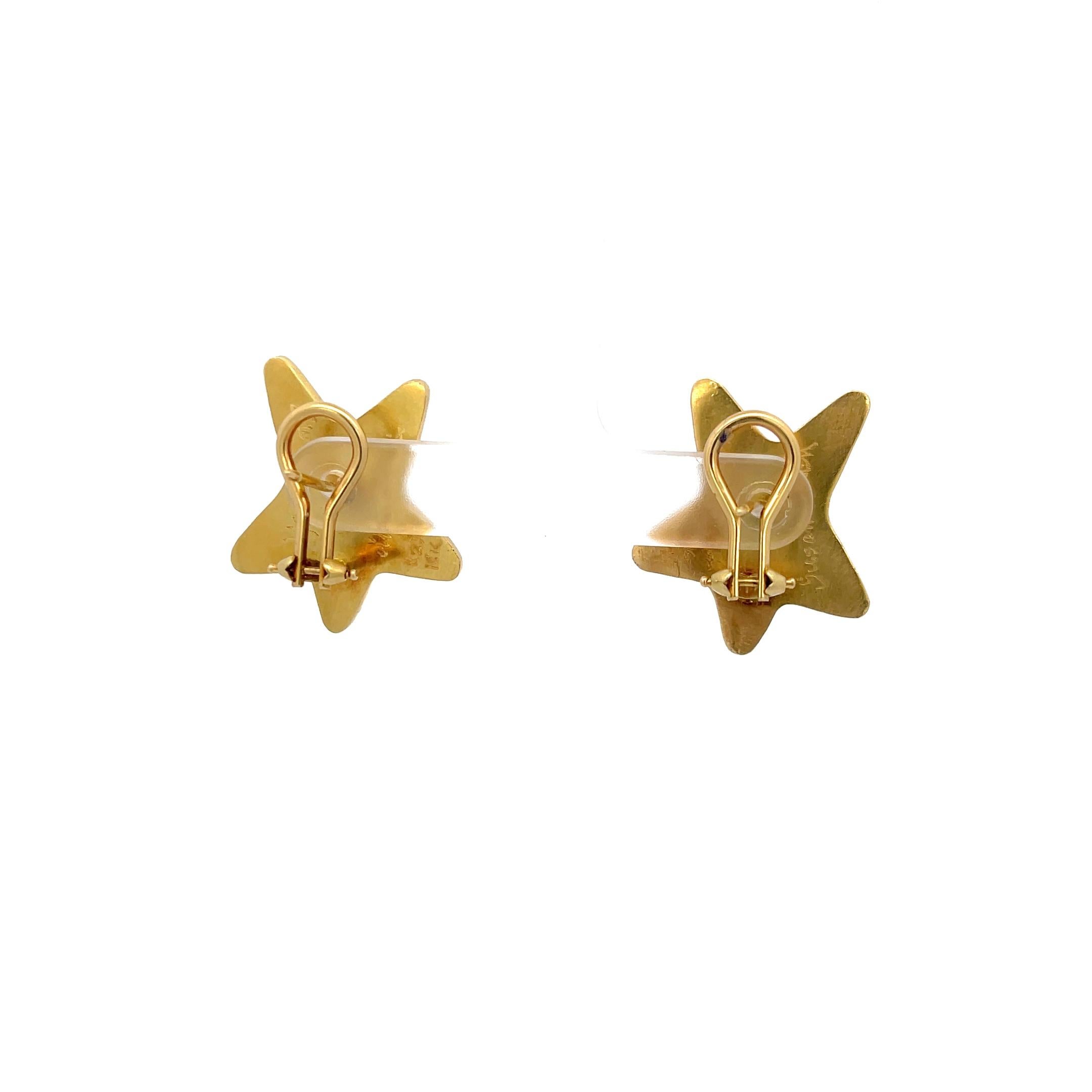 Stern-Ohrringe Handgefertigt 22K Gelbgold (Moderne) im Angebot