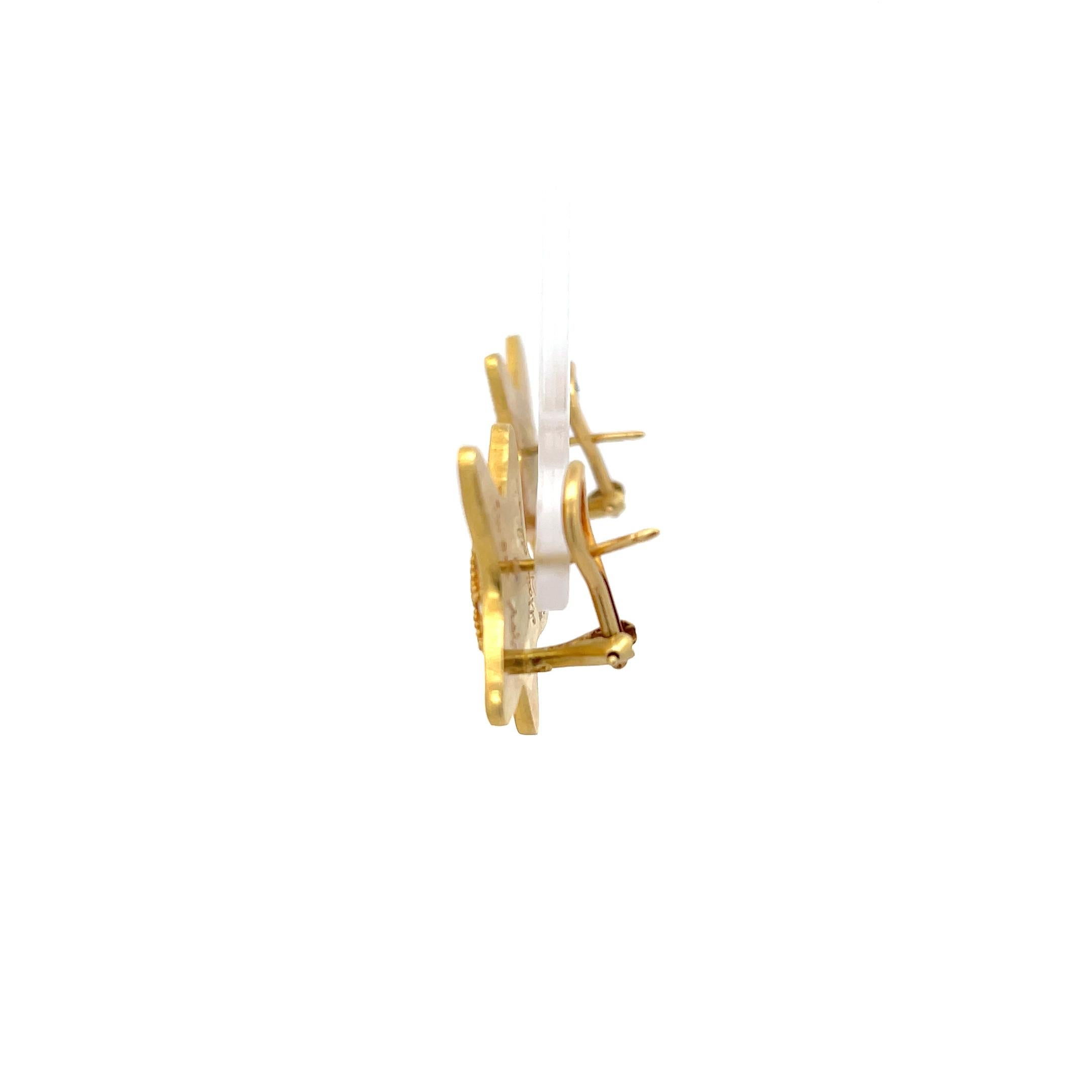 Modern Star Earrings Handmade 22K Yellow Gold For Sale