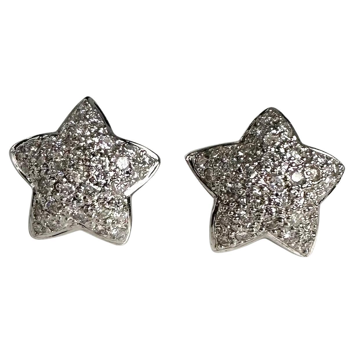 Star earrings studs 18KT diamond star earrings 0.62ct natural diamond earrings  For Sale