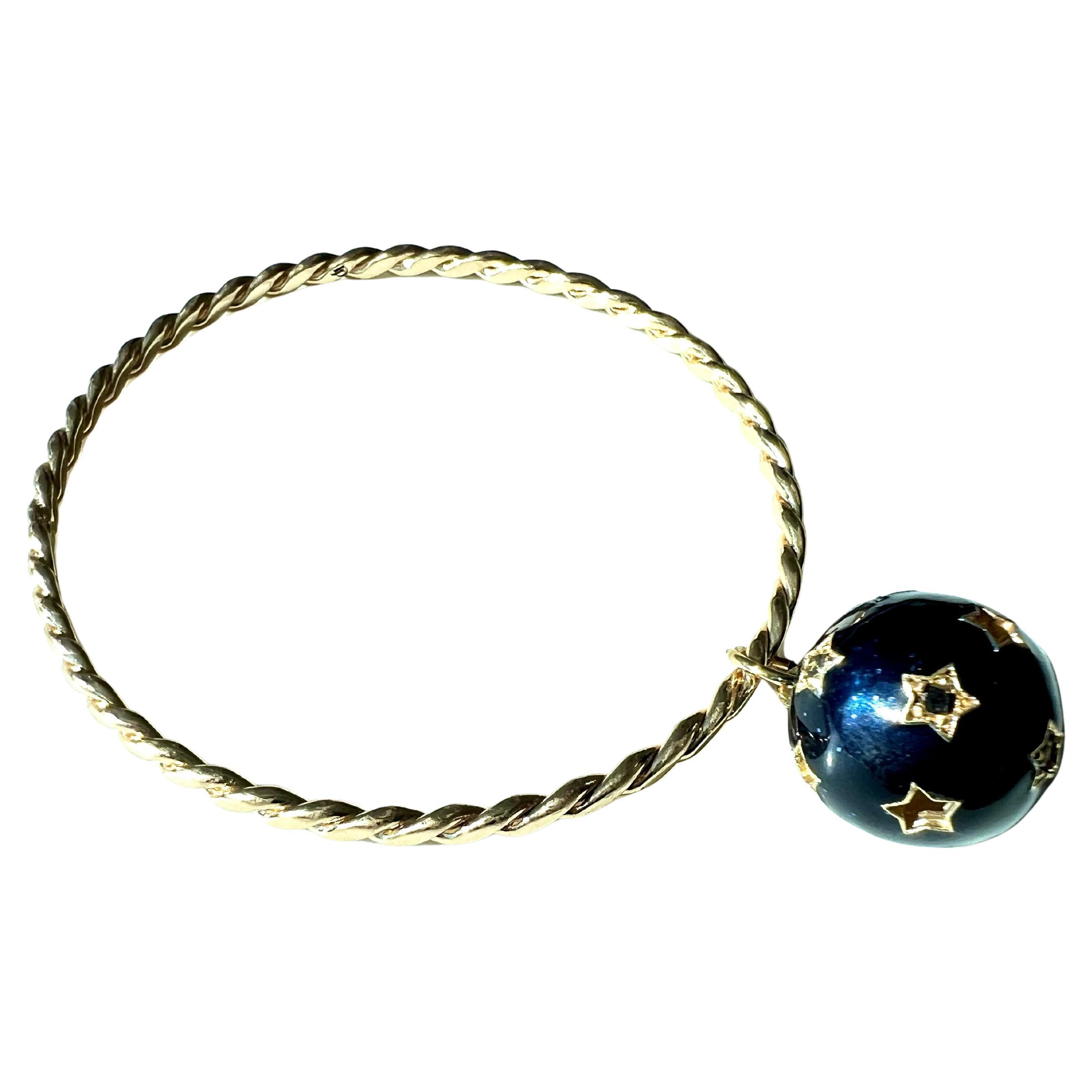 Bracelet à breloques en émail étoilé Diamant blanc Diamant noir en vente 5