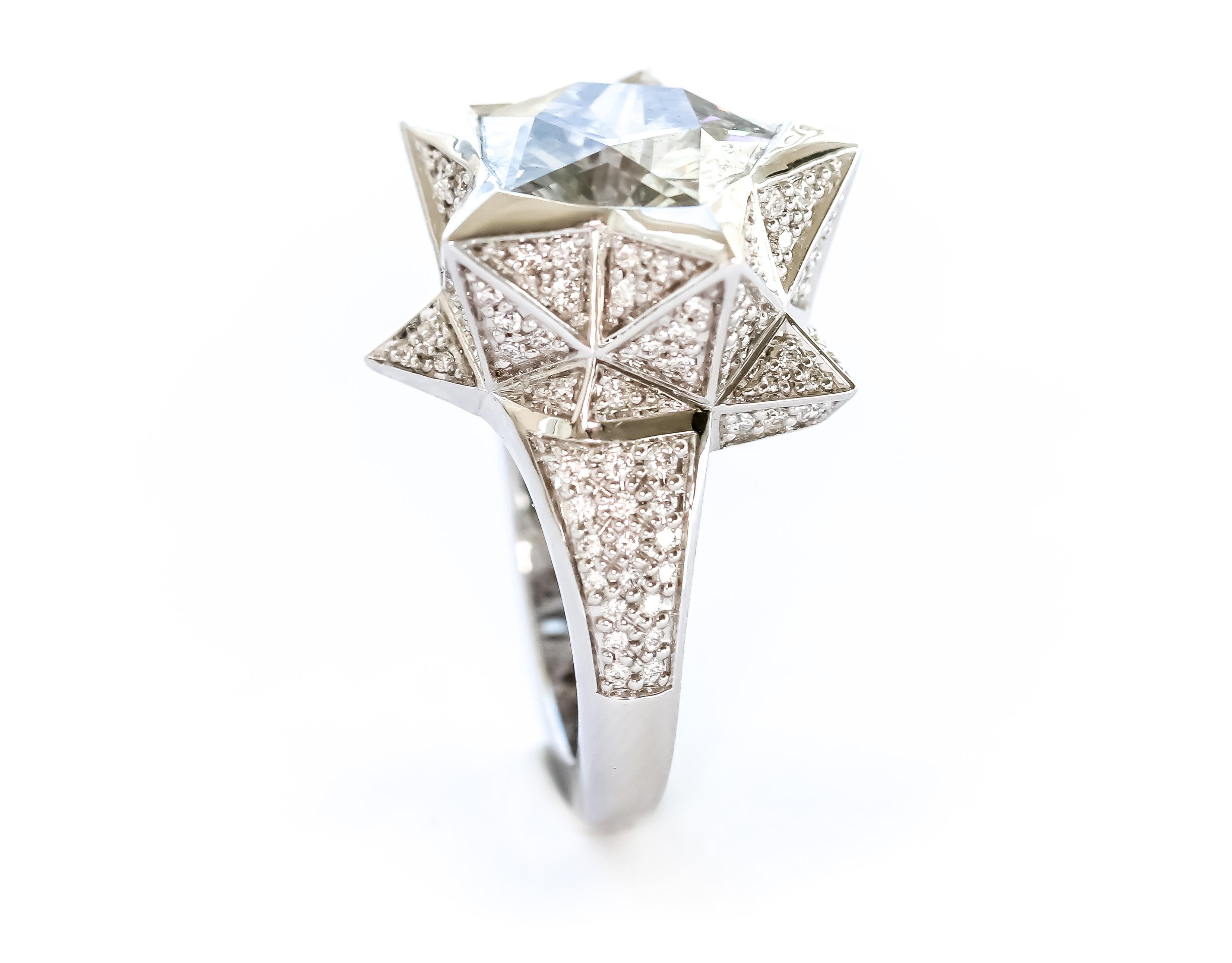 Modern Star Engagement Ring For Sale