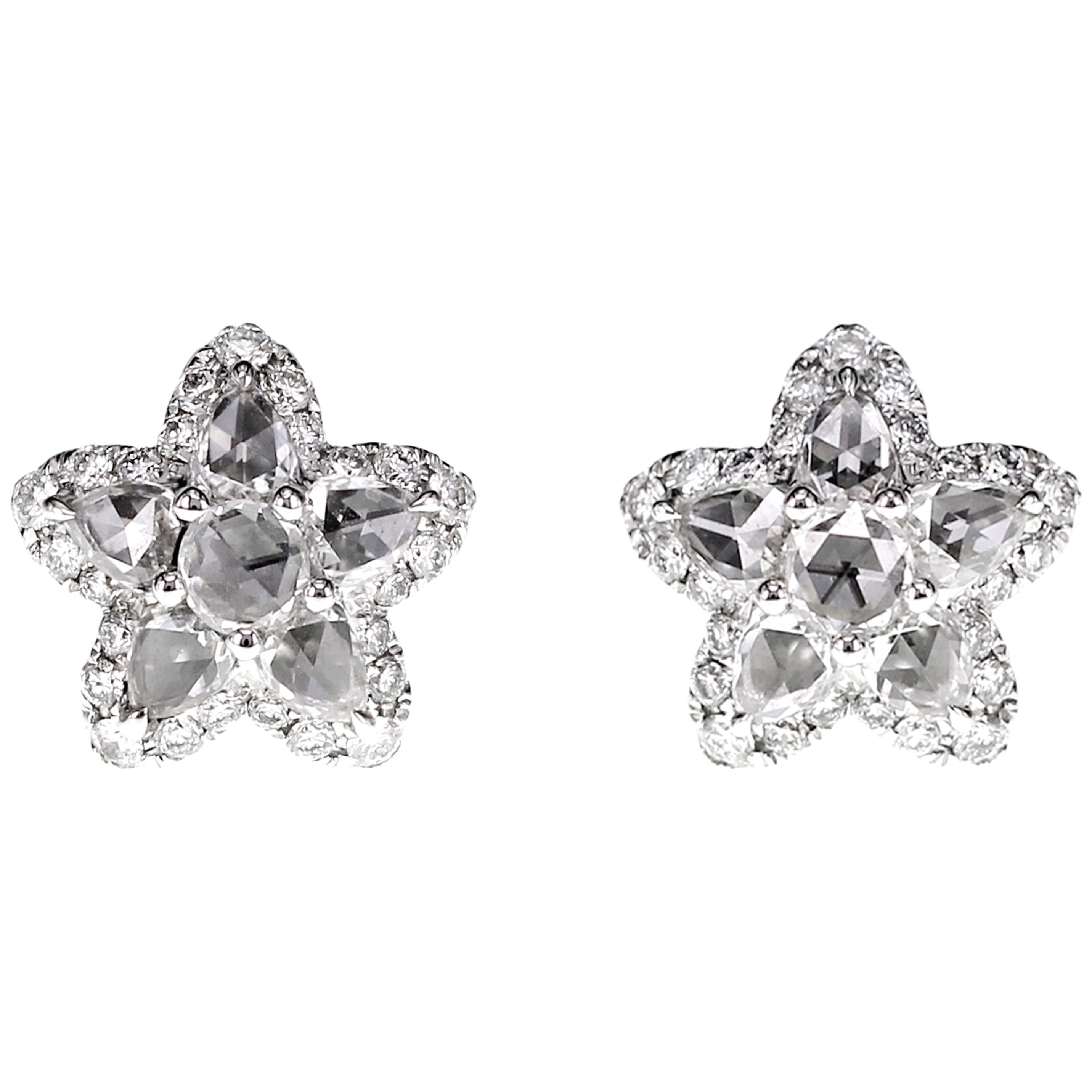 Boucles d'oreilles en forme de poisson étoilé serties d'un diamant blanc de 3,10 carats