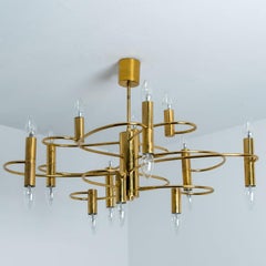 Star Flower Gold Brass Flush Mount by Leola, 1970s