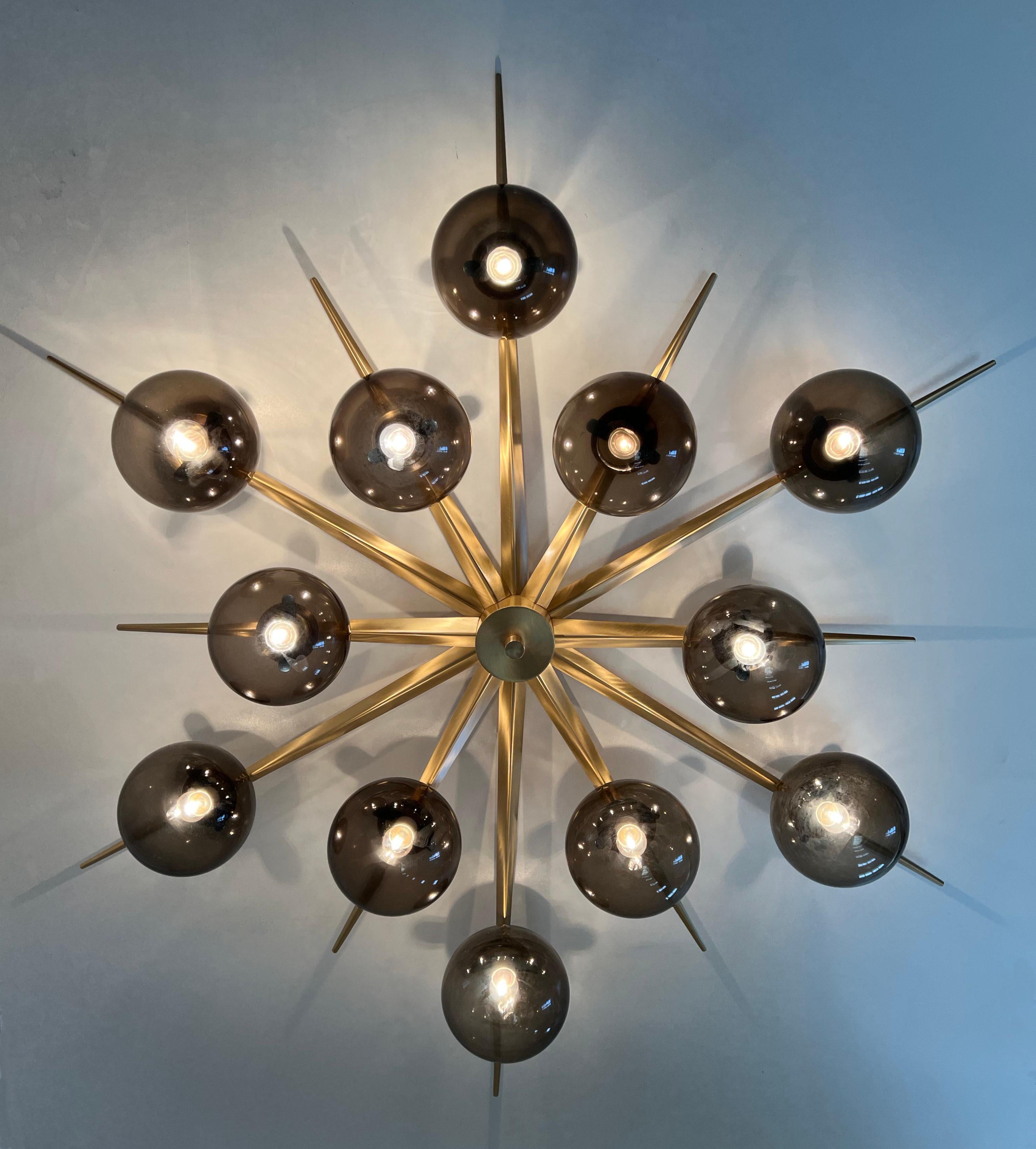 Brass Star Flush Mount by Fabio Ltd For Sale