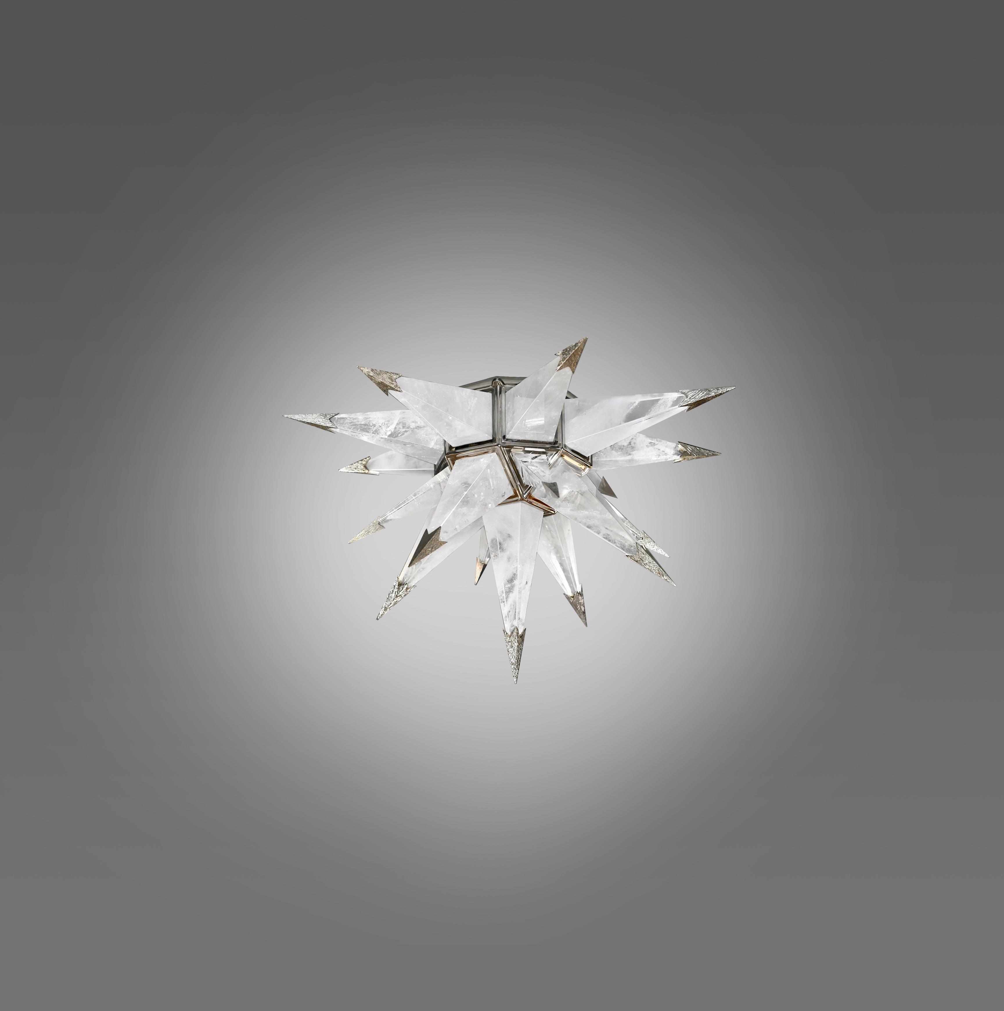 Star form rock crystal flush mount with nickel plating frame and tip. Created by Phoenix Gallery, NYC.
   
