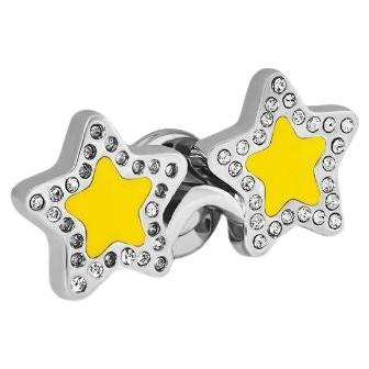 Star Glasses Pin with Yellow Enamel and Swarovski Elements