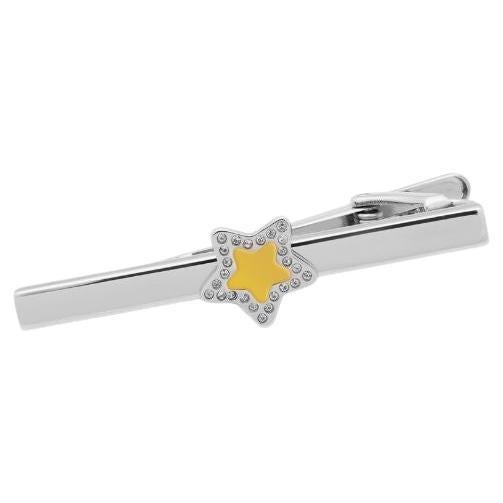 Star Glasses Tie Clip with Yellow Enamel and Swarovski Elements For Sale