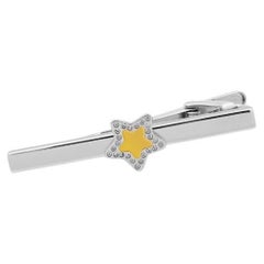 Star Glasses Tie Clip with Yellow Enamel and Swarovski Elements