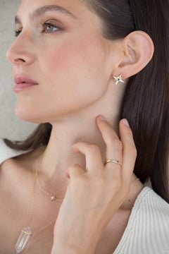 Star Gold Earrings with Blue Sapphires