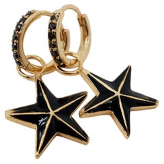 Orecchini a cerchio con diamante nero e smalto nero - J DAUPHIN