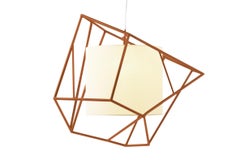 Lampada a sospensione Star I di ispirazione Art Deco con rivestimento a polvere e paralume in lino nero